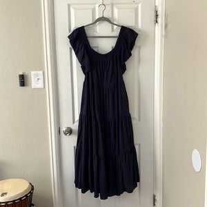 Madewell Ruffle-Sleeve Tiered Midi Dress